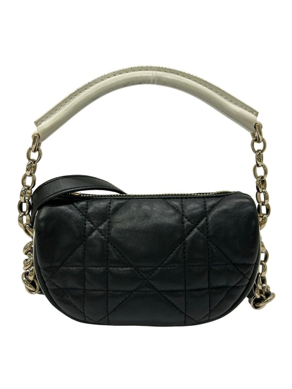 Dior Shoulder Bag Vibe Hobo Micro Cannage Stitch Black White 2-Way Lambskin